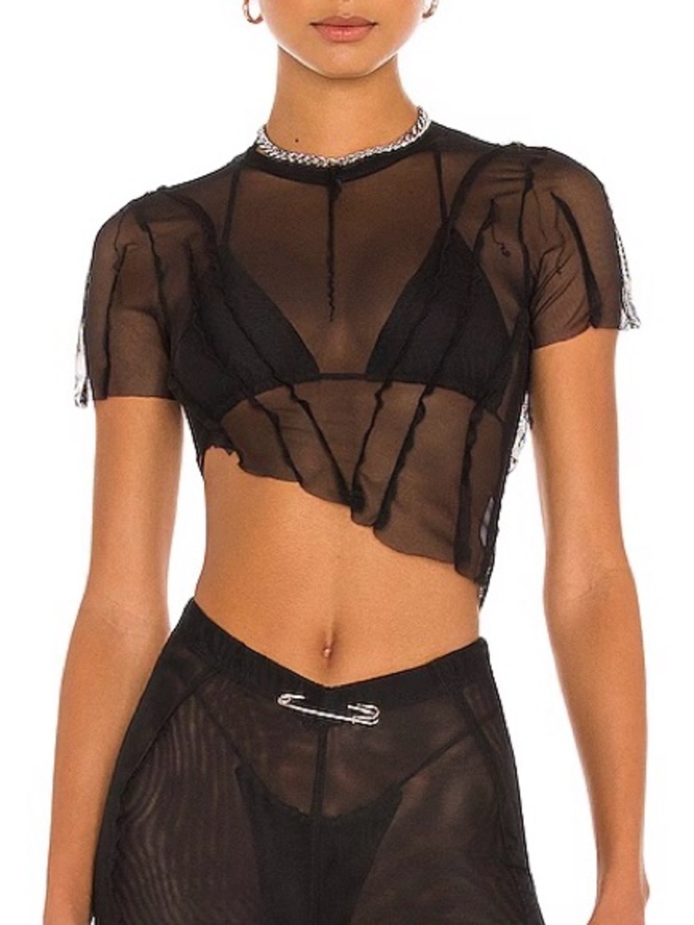 NEW Sami Miro Vintage Asymmetric Mesh Tee